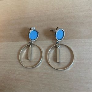 Blue and Silver Mod Geometric Earrings